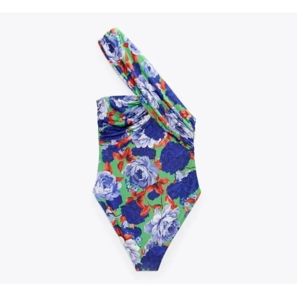 NWT ZARA Floral Asymmetrical One Shoulder Bodysuit SMALL 0264/453 - Picture 15 of 16